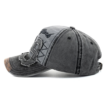 Letter Embroidered Washed Cotton Adjustable Baseball Hat