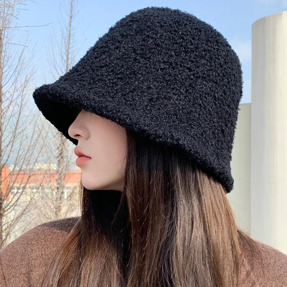 Cute Round Top Wool Bucket Hat