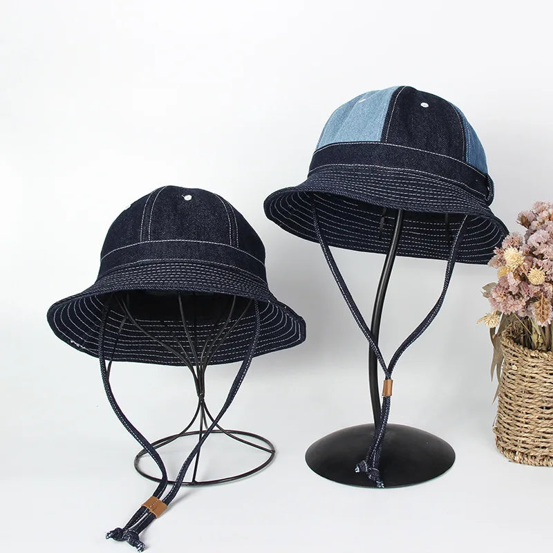 Vintage Denim Wide Brim Unisex Bucket Hat