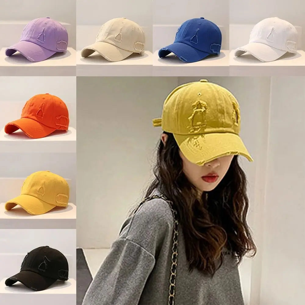 Trendy Worn Hole Letter Streetwear Baseball Cap