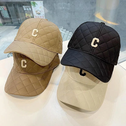 Quilted Letter Embroidered Baseball Cap
