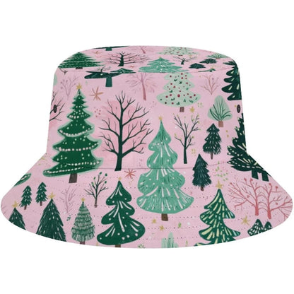 Summer Pink Green Xmas Tree Christmas Bucket Hat