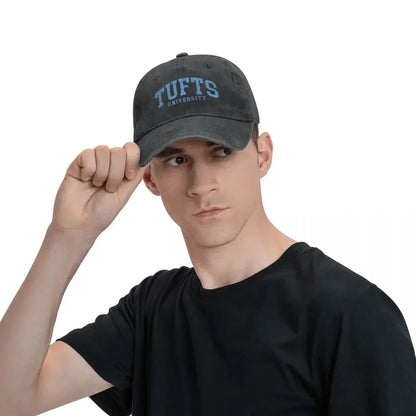 Tufts College Font Washed Denim Baseball Cap