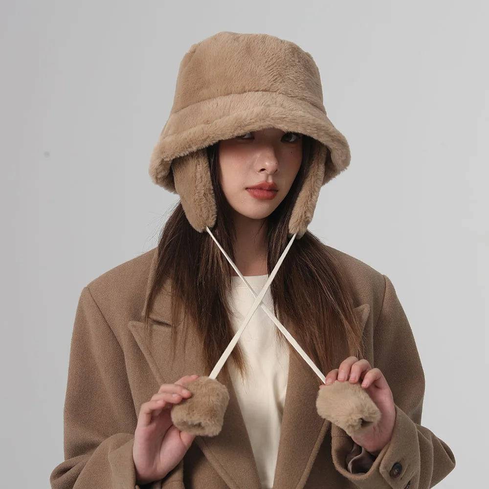 Women's Winter Bomber Bucket Hat with Ear Protection