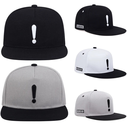 Unisex Exclamation Mark Embroidery Flat Brim Hip Hop Cap