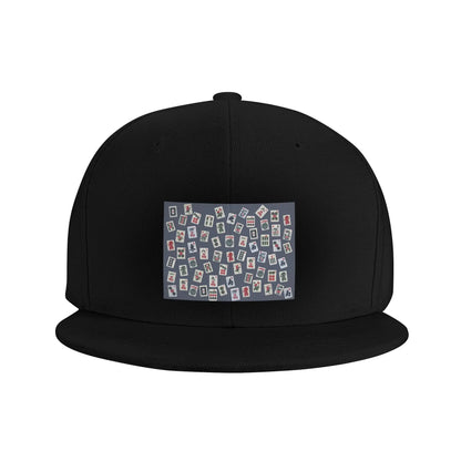 Blue Mahjong Tile Game Pattern Snapback Cap