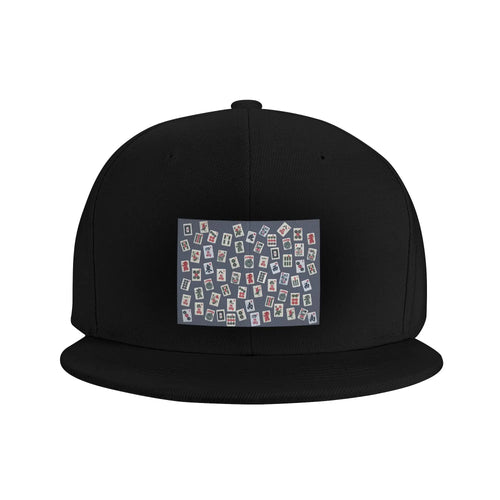 Blue Mahjong Tile Game Pattern Snapback Cap