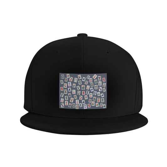 Blue Mahjong Tile Game Pattern Snapback Cap