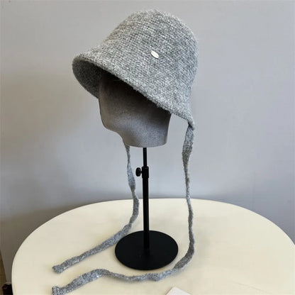 Wool Blend Back Notch Knitted Bucket Hat