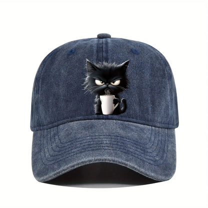 Coffee Cat Print Baseball Hat Unisex