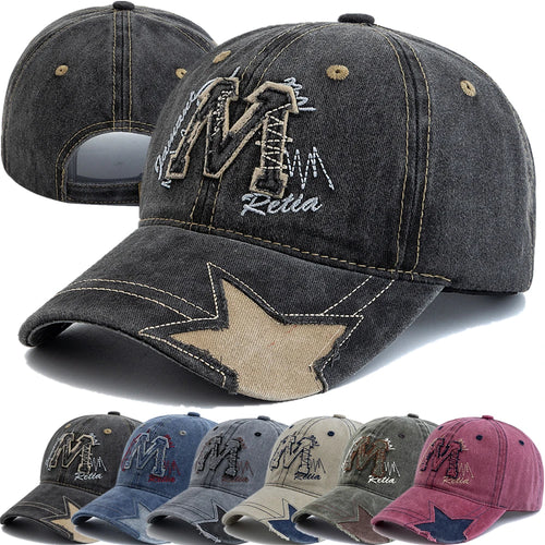 Retro M Letter Embroidery Baseball Cap Unisex