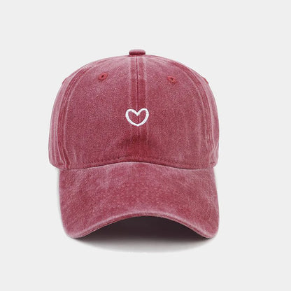 Washed Cotton Love Embroidery Retro Baseball Cap