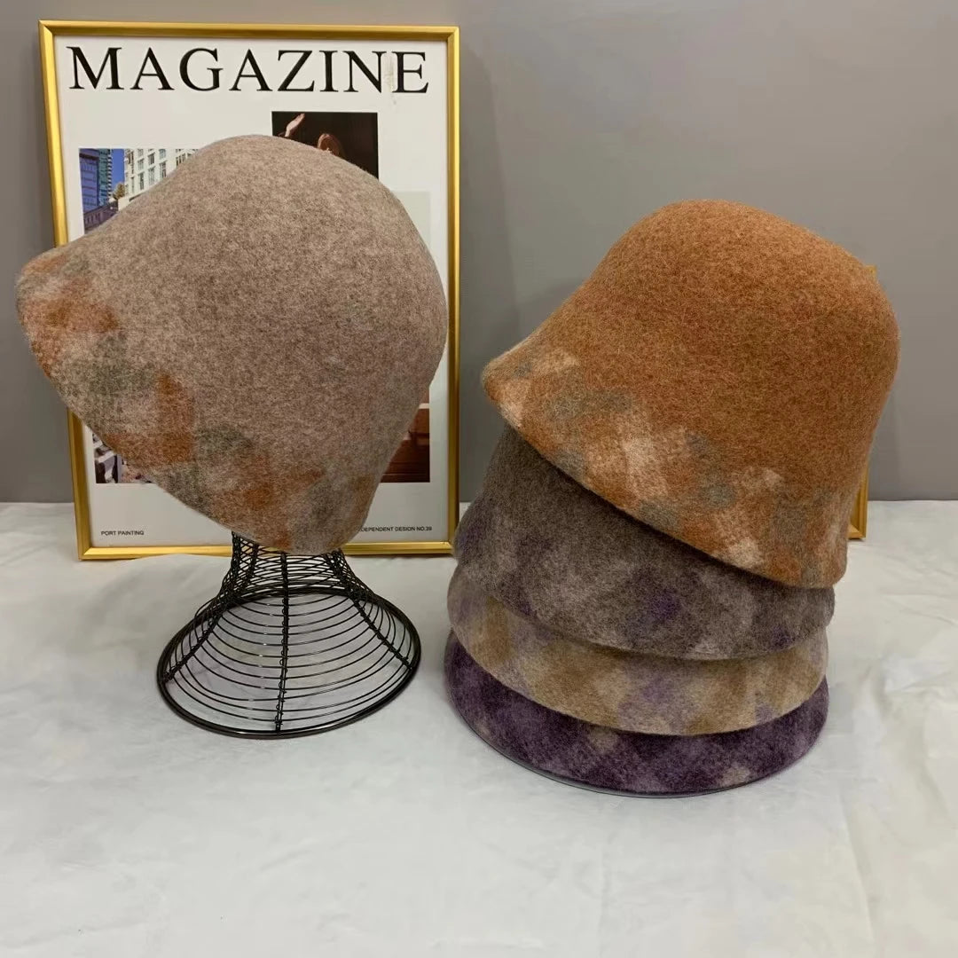 Wool Plaid Edge Bucket Hat