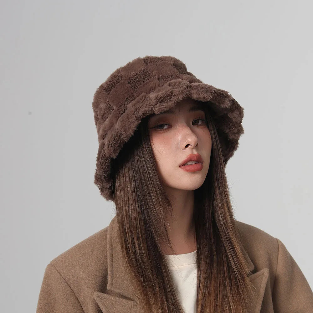 Leopard Fur Plush Bucket Hat