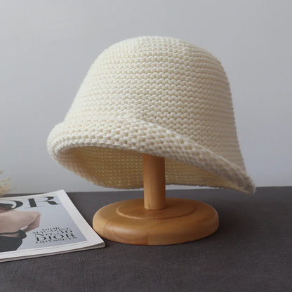 Women Thick Knit Rolled Edge Bucket Hat