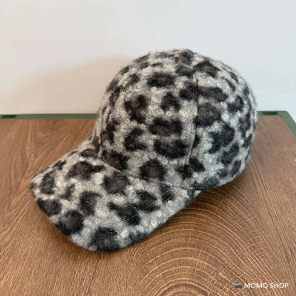 Leopard Print Plush Baseball Hat
