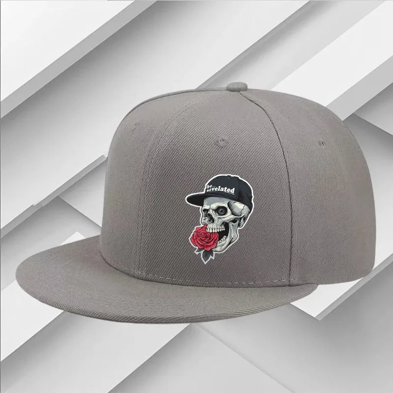 Skull Rose Graphic Street Fashion Snapback Cap