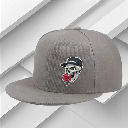 Skull Rose Graphic Street Fashion Snapback Cap