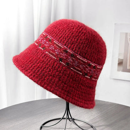 Vintage Fair Isle Wool Winter Bucket Hat