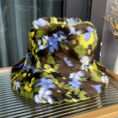 Korean Faux Fur Long Hair Winter Bucket Hat