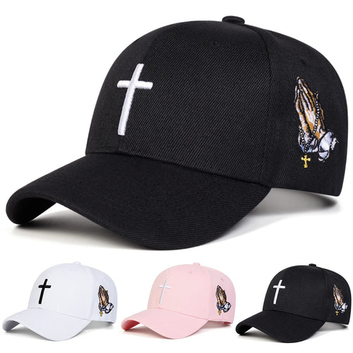 Unisex Cross Embroidery Adjustable Baseball Cap