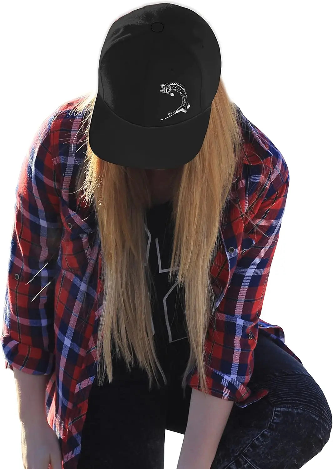 Fish Skeleton Bass Angler Graphic Snapback Cap