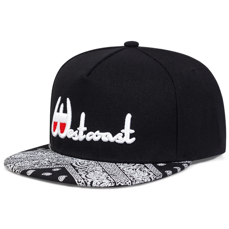 Unisex Cashew Flower Print Flat Brim Hip Hop Baseball Cap