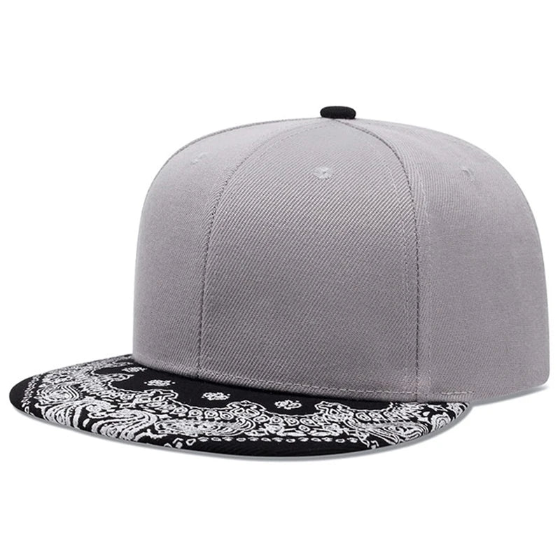 Unisex Paisley Printed Flat Brim Baseball Cap