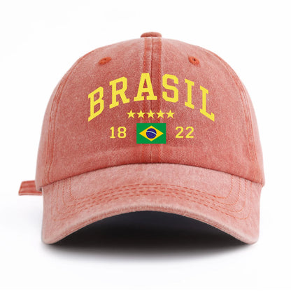 Brasil Print Washed Retro Baseball Cap