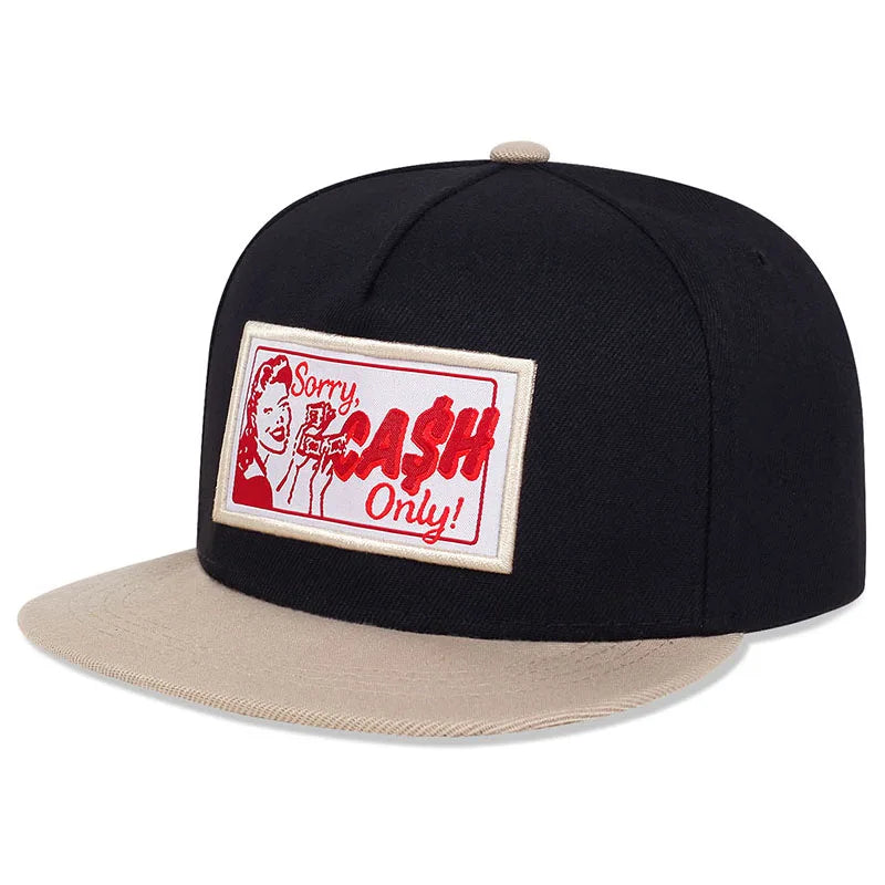CASH Embroidered Flat Brim Street Hip Hop Baseball Hat