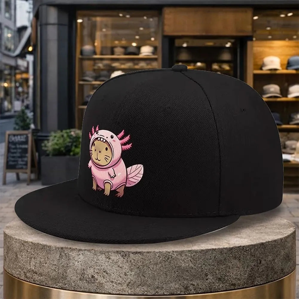 Axolotl Costume Cat Flat Brim Snapback Cap