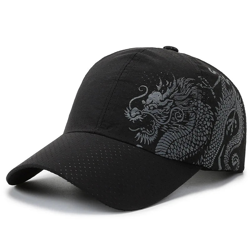 Unisex Dragon Pattern Quick-Dry Sports Baseball Cap