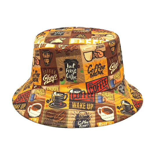 Cartoon Painting Coffee Bucket Hat Cap