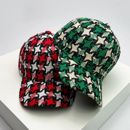 Warm Star Color Block Plush Baseball Cap