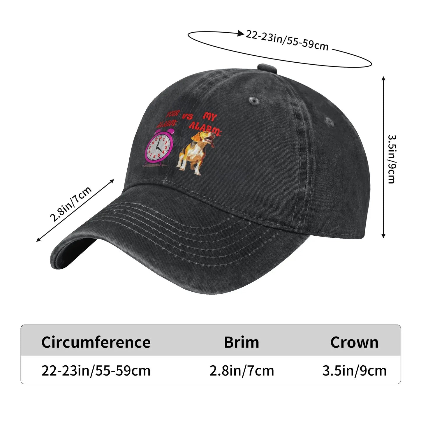 Your Alarm Vs My Alarm Beagle Distressed Denim Baseball Cap