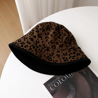 Womens Leopard Print Winter Fisherman Hat