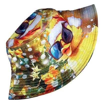 Christmas Little Yellow Duck Reversible Foldable Bucket Hat Unisex