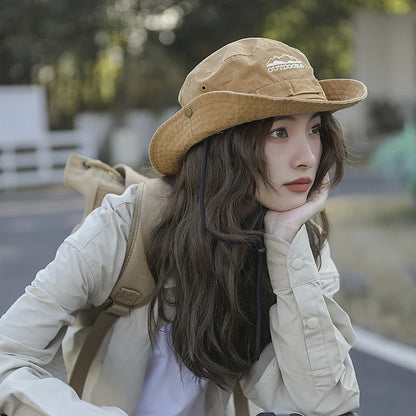 Wide Brim Letter Print Fisherman Bucket Hat