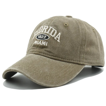 Vintage Washed Florida Embroidery Baseball Cap