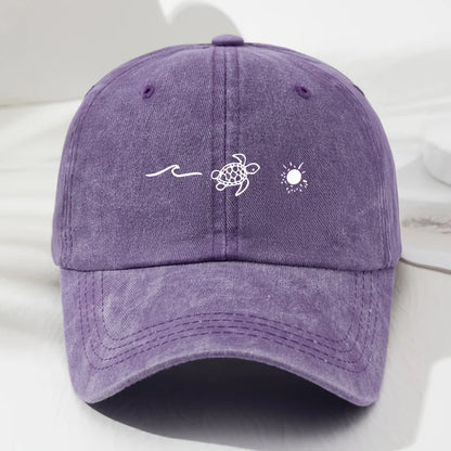 Wave Turtle Retro Baseball Cap Unisex