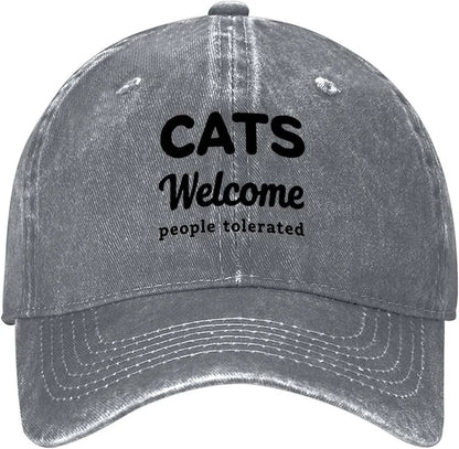 Cats Welcome People Tolerated Funny Cat Lover Baseball Cap