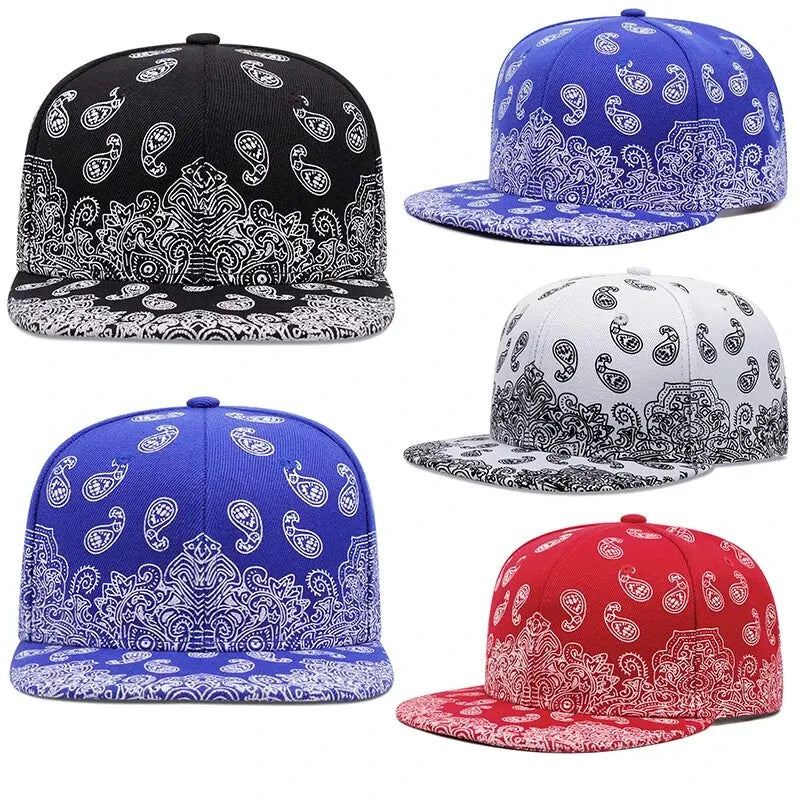 West Coast Cashew Flower Printed Adjustable Snapback Baseball Hat