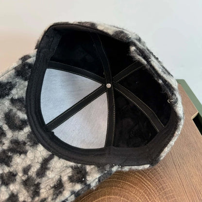 Leopard Print Plush Baseball Hat
