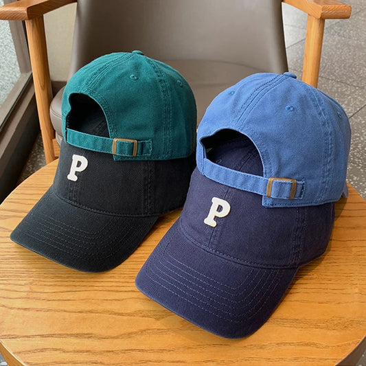 Unisex Letter P Embroidered Baseball Cap
