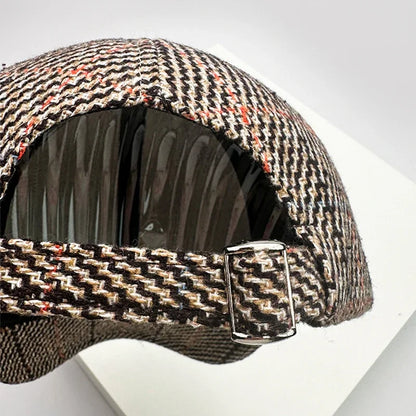 Autumn Winter Woolen Baseball Cap Versatile Retro Check British Style