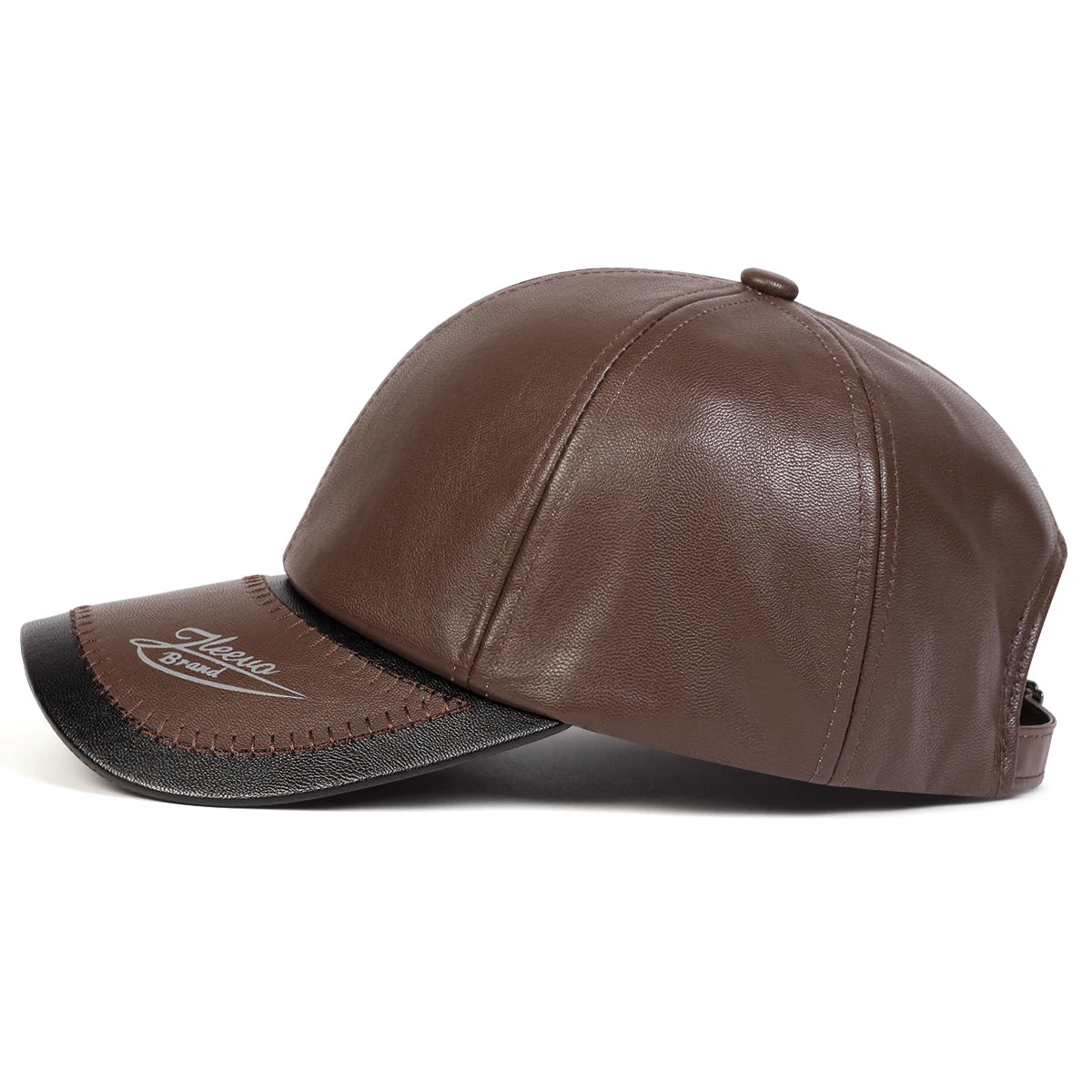 Brim Print Leather Adjustable Baseball Hat