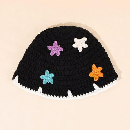 Hand Woven Colorful Star Scallop Knitted Bucket Hat