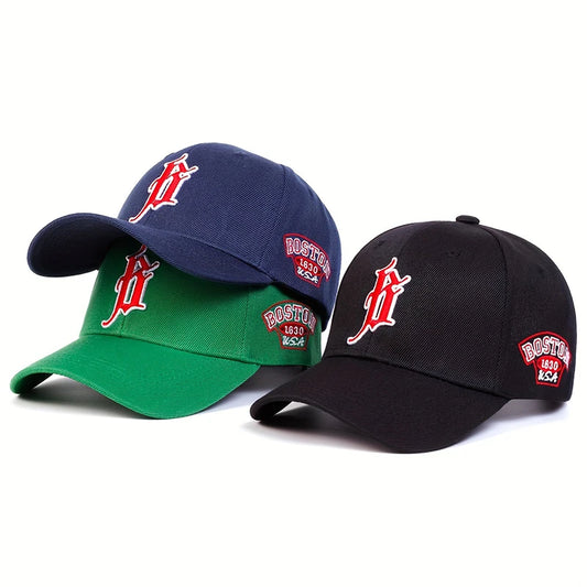 B letter side BOSTON Embroidery Baseball Cap