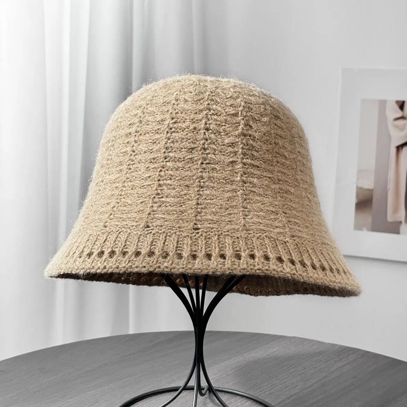 Hollow Crochet Knit Autumn Winter Bucket Hat