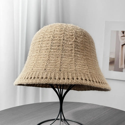 Hollow Crochet Knit Autumn Winter Bucket Hat